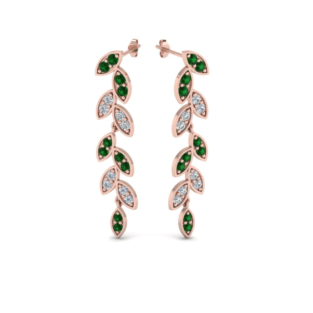 Pave Diamond Leaf Drop Earring Fascinating Diamonds