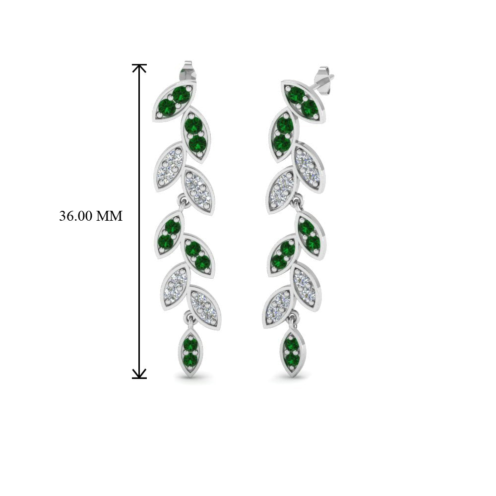 Pave Diamond Leaf Drop Earring Fascinating Diamonds