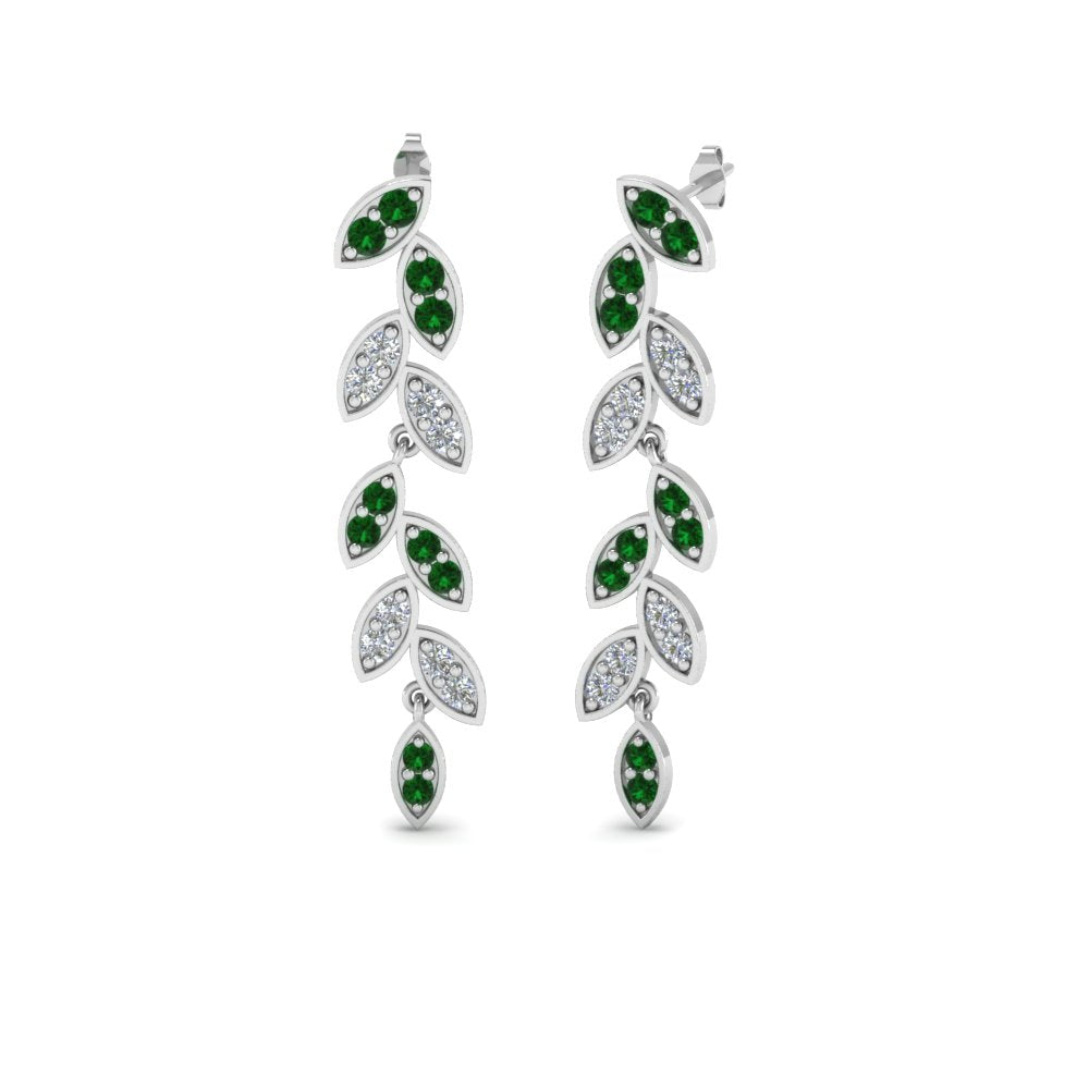 Pave Diamond Leaf Drop Earring Fascinating Diamonds