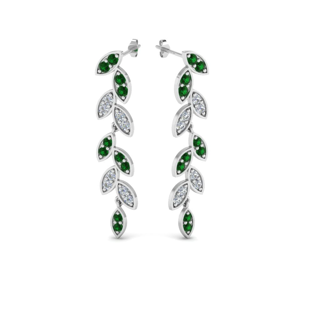 Pave Diamond Leaf Drop Earring Fascinating Diamonds