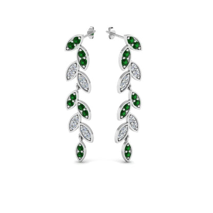 Pave Diamond Leaf Drop Earring Fascinating Diamonds