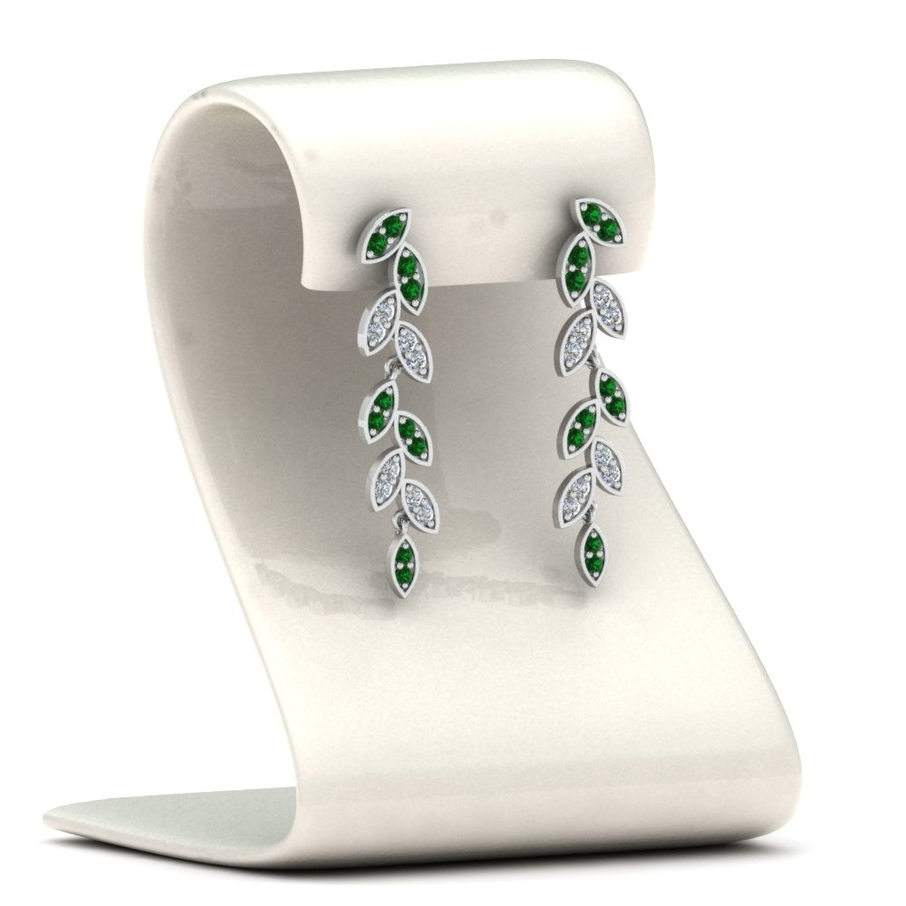 Pave Diamond Leaf Drop Earring Fascinating Diamonds