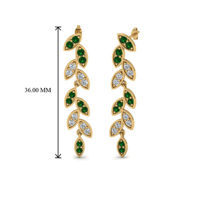 Pave Diamond Leaf Drop Earring Fascinating Diamonds