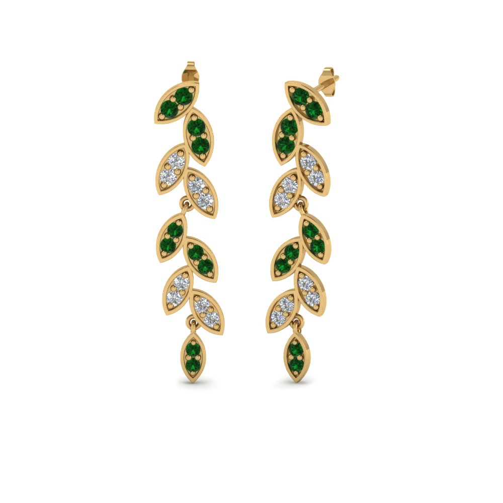 Pave Diamond Leaf Drop Earring Fascinating Diamonds