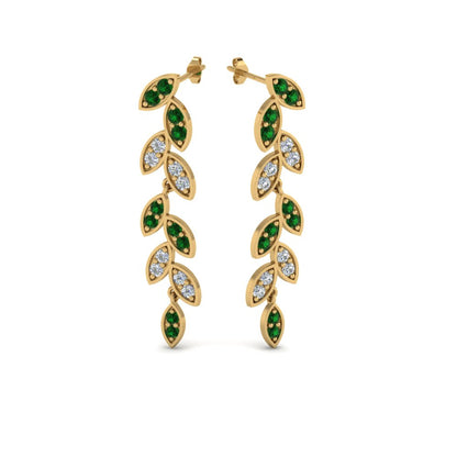 Pave Diamond Leaf Drop Earring Fascinating Diamonds