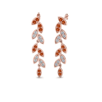 Pave Diamond Leaf Drop Earring Fascinating Diamonds