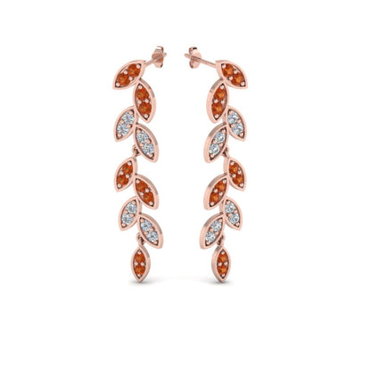 Pave Diamond Leaf Drop Earring Fascinating Diamonds