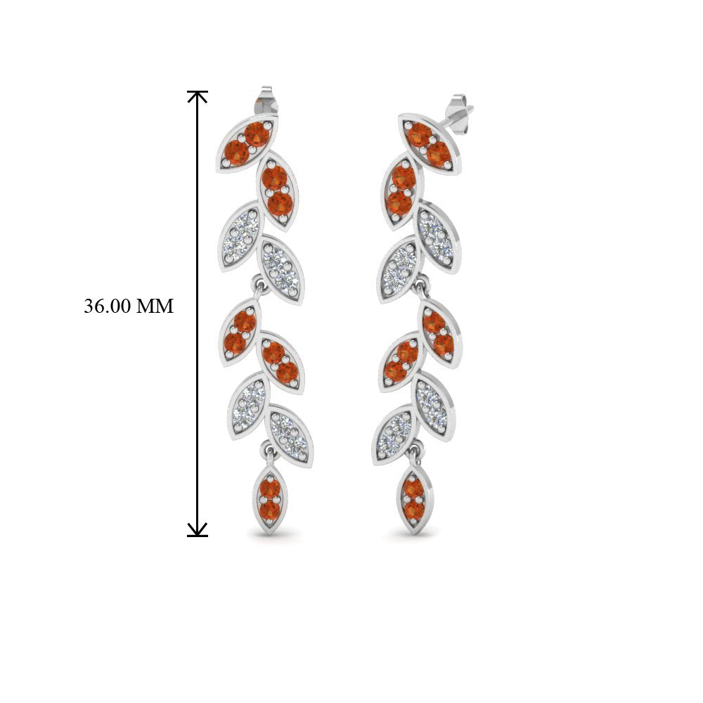 Pave Diamond Leaf Drop Earring Fascinating Diamonds