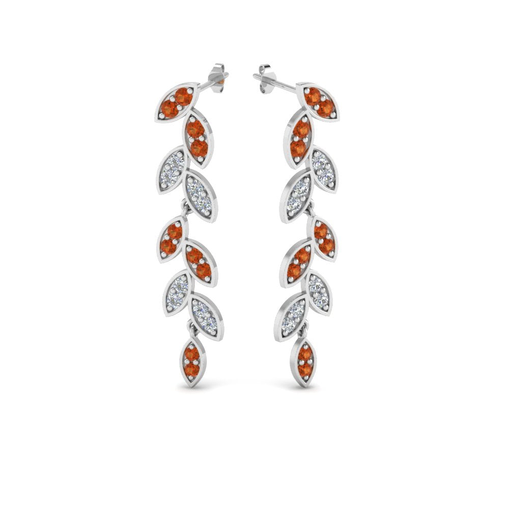 Pave Diamond Leaf Drop Earring Fascinating Diamonds
