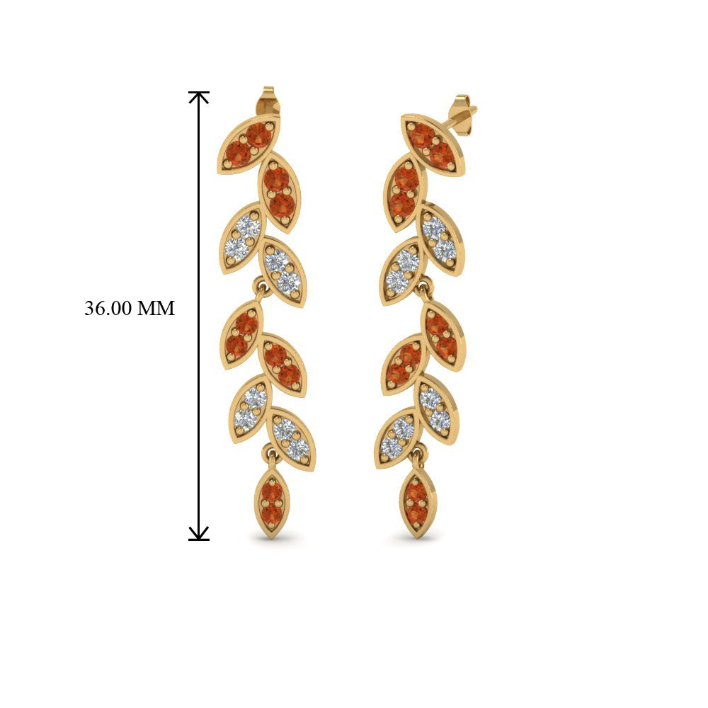 Pave Diamond Leaf Drop Earring Fascinating Diamonds