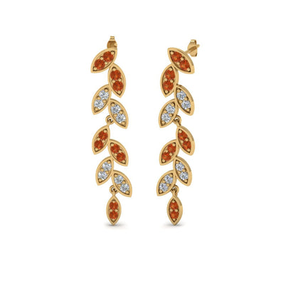 Pave Diamond Leaf Drop Earring Fascinating Diamonds