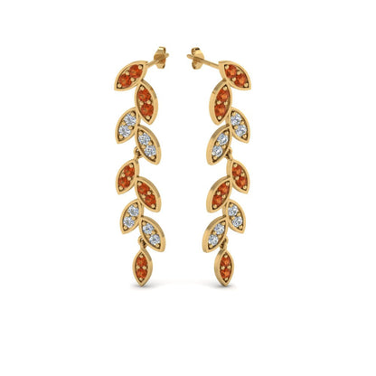 Pave Diamond Leaf Drop Earring Fascinating Diamonds