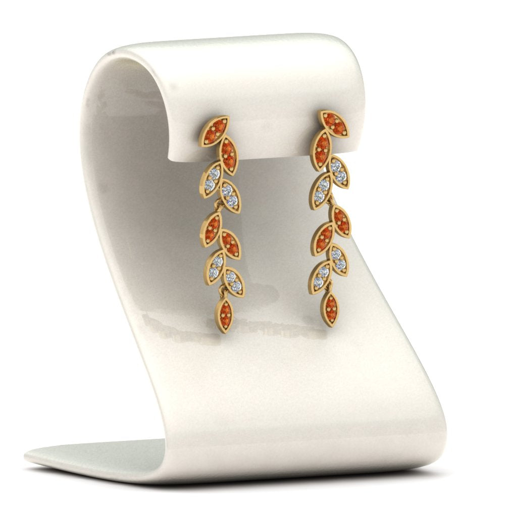 Pave Diamond Leaf Drop Earring Fascinating Diamonds