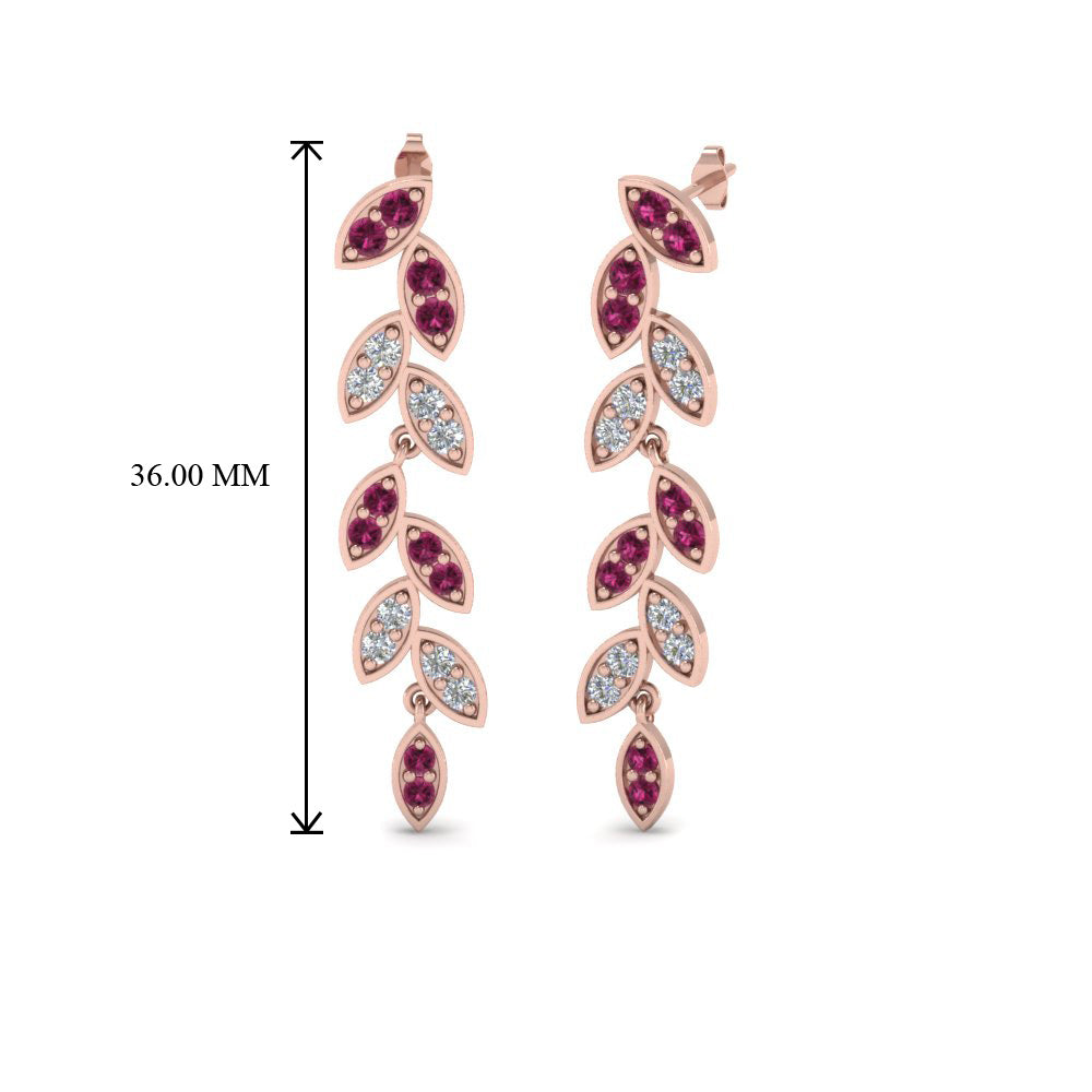 Pave Diamond Leaf Drop Earring Fascinating Diamonds