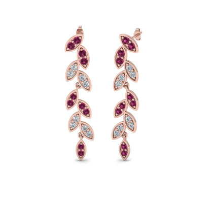 Pave Diamond Leaf Drop Earring Fascinating Diamonds
