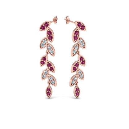 Pave Diamond Leaf Drop Earring Fascinating Diamonds