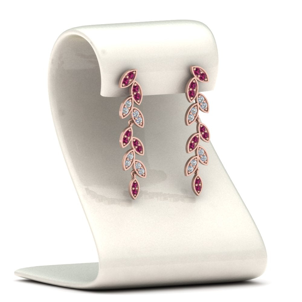 Pave Diamond Leaf Drop Earring Fascinating Diamonds