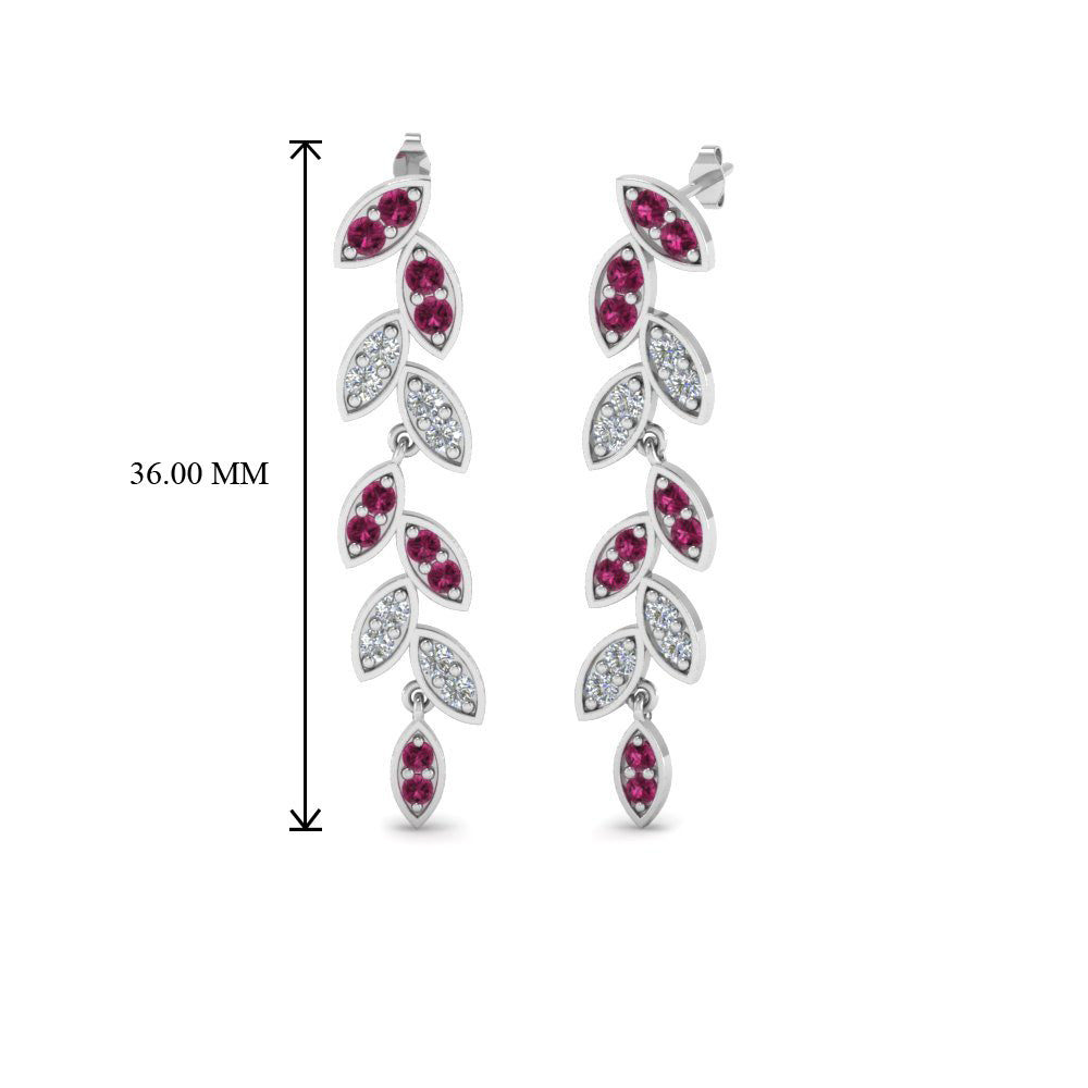 Pave Diamond Leaf Drop Earring Fascinating Diamonds