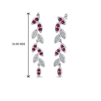 Pave Diamond Leaf Drop Earring Fascinating Diamonds