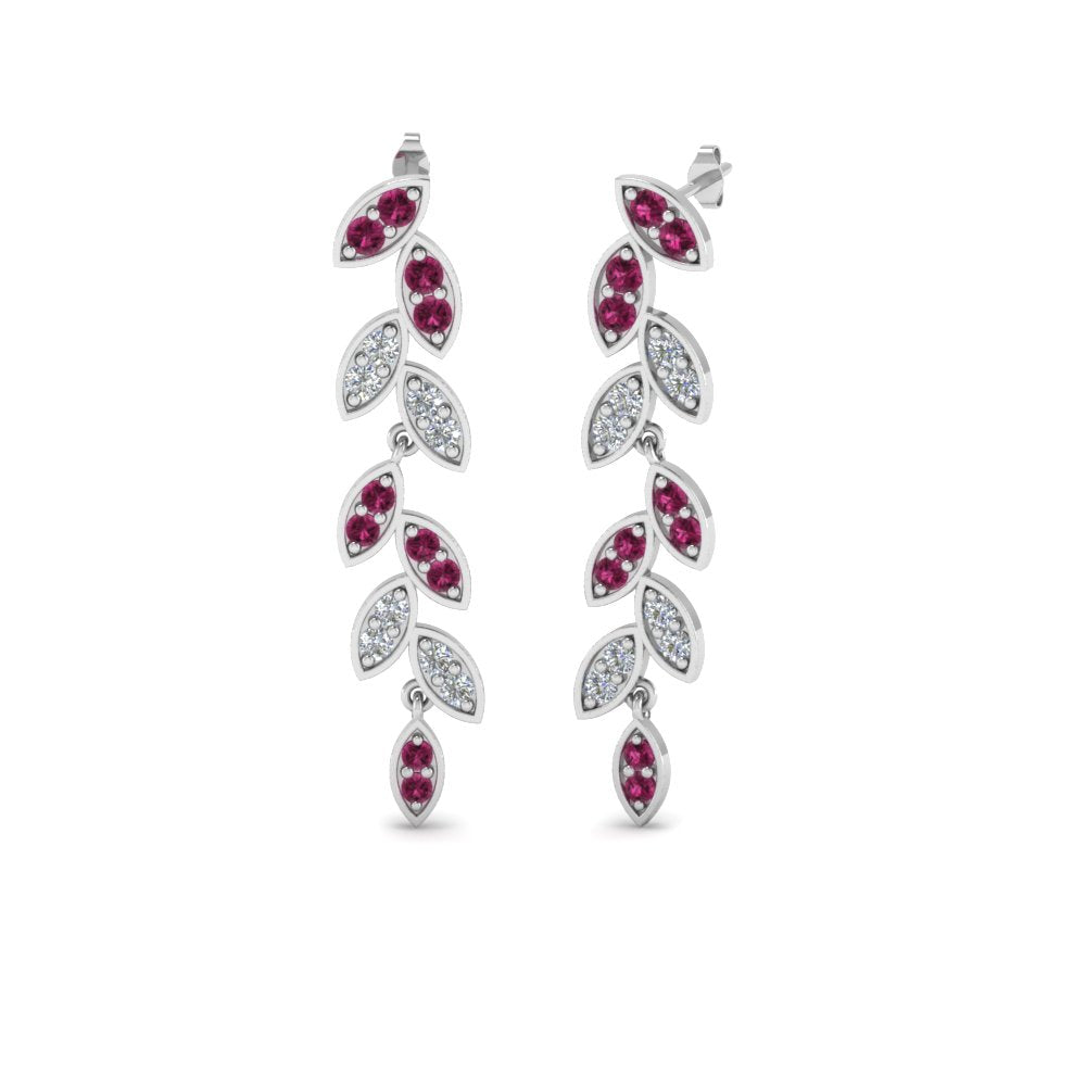 Pave Diamond Leaf Drop Earring Fascinating Diamonds