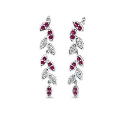 Pave Diamond Leaf Drop Earring Fascinating Diamonds