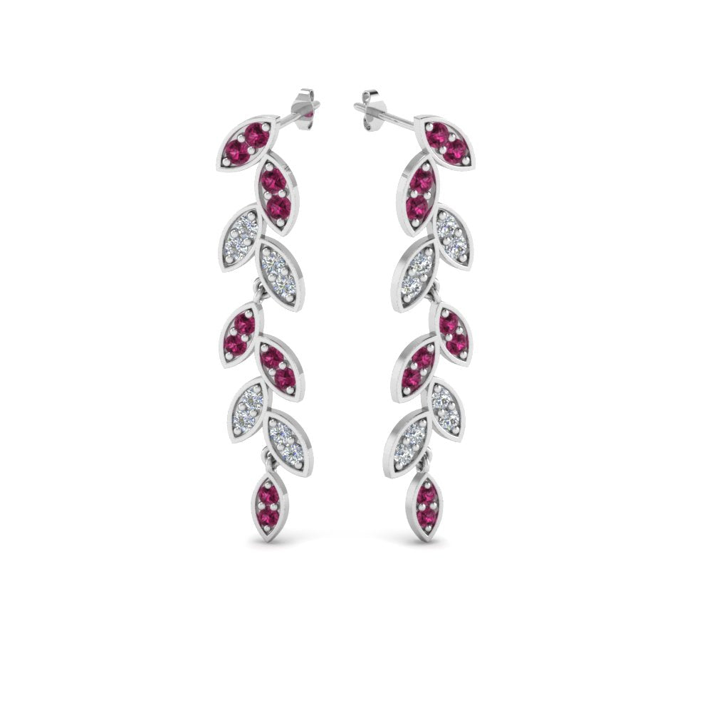 Pave Diamond Leaf Drop Earring Fascinating Diamonds