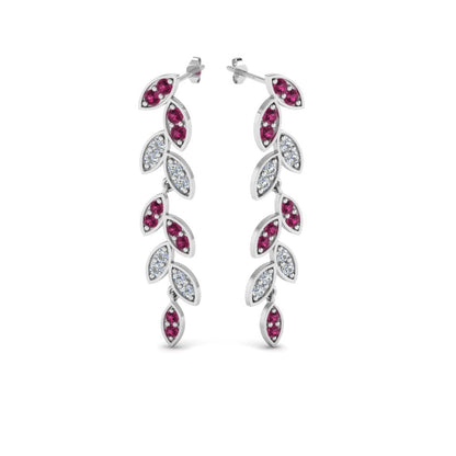 Pave Diamond Leaf Drop Earring Fascinating Diamonds