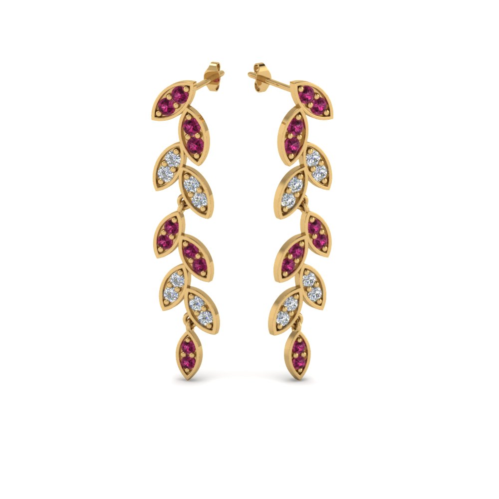 Pave Diamond Leaf Drop Earring Fascinating Diamonds