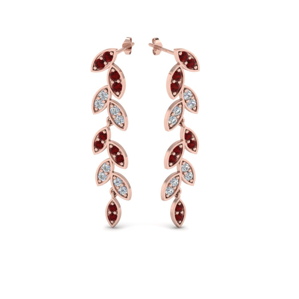 Pave Diamond Leaf Drop Earring Fascinating Diamonds