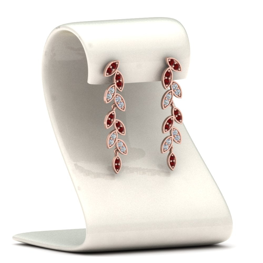Pave Diamond Leaf Drop Earring Fascinating Diamonds