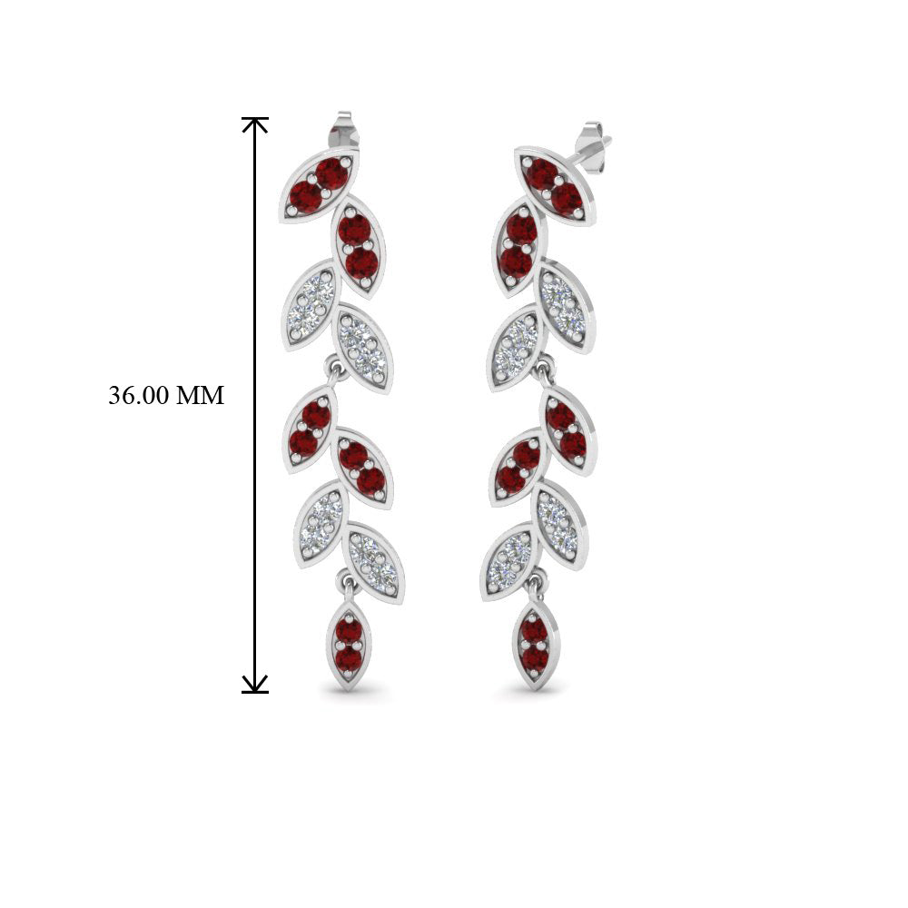 Pave Diamond Leaf Drop Earring Fascinating Diamonds