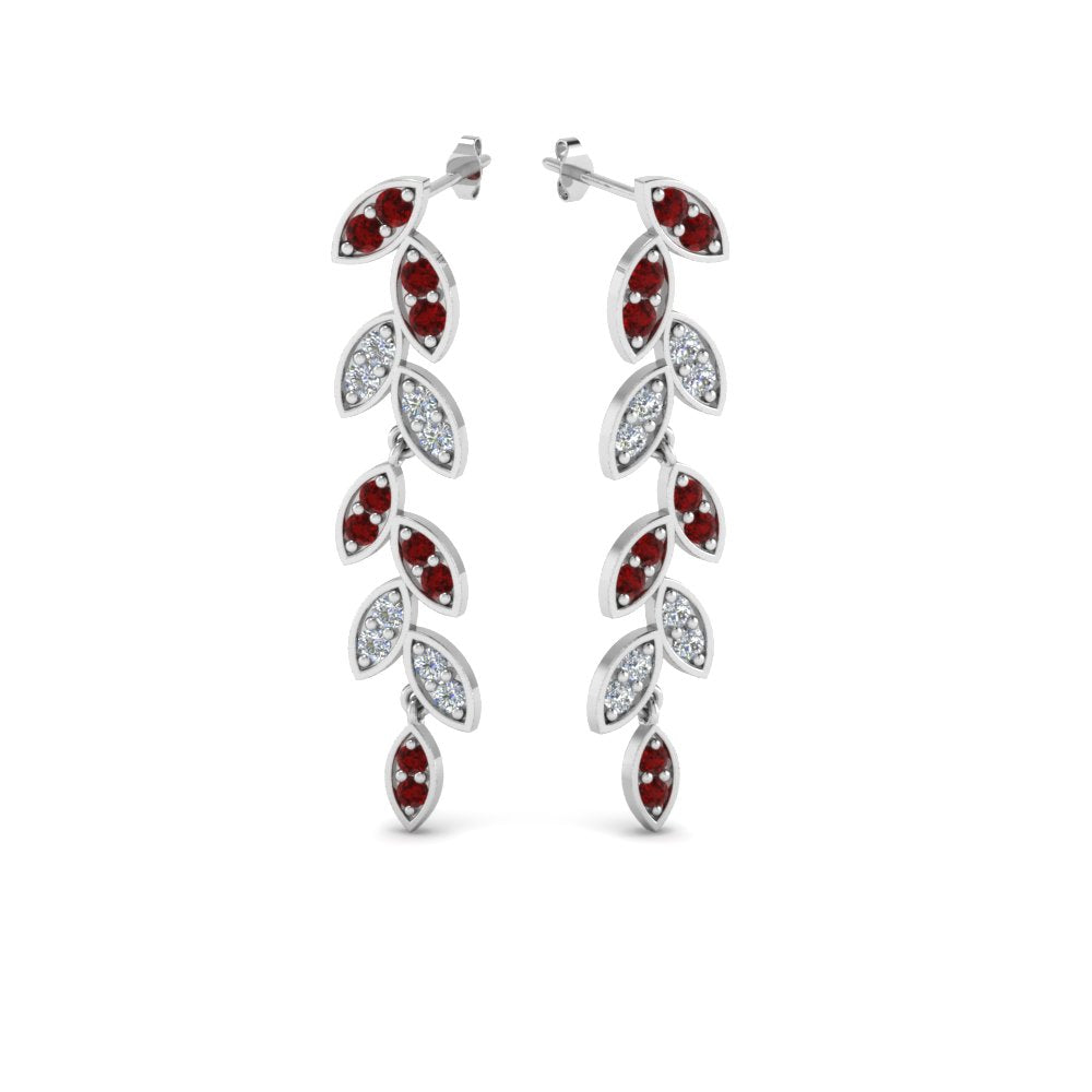 Pave Diamond Leaf Drop Earring Fascinating Diamonds
