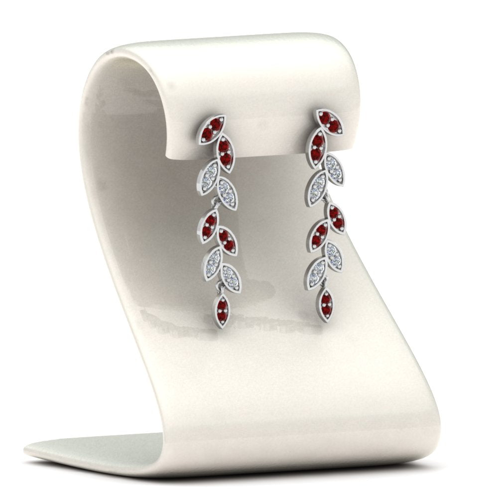 Pave Diamond Leaf Drop Earring Fascinating Diamonds