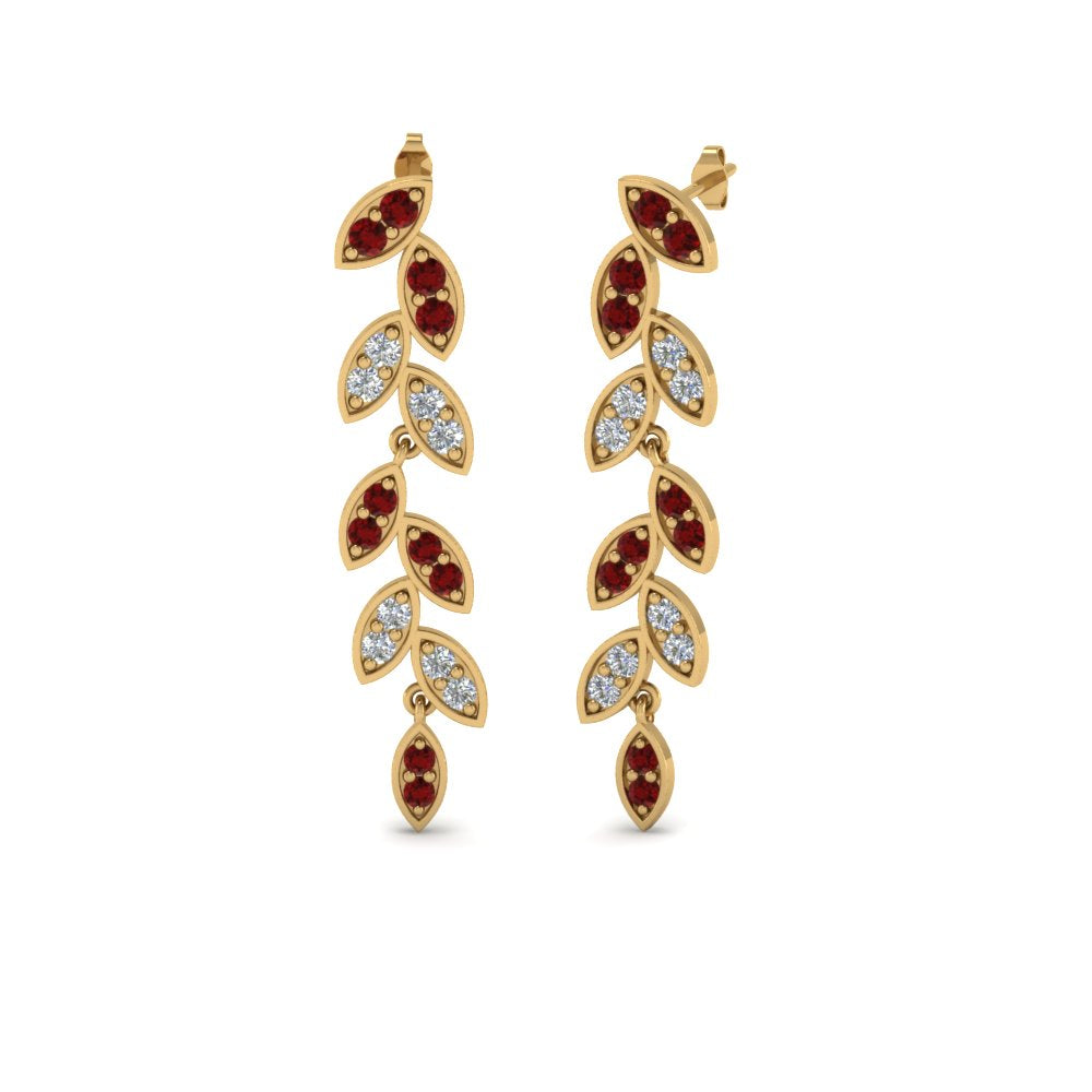 Pave Diamond Leaf Drop Earring Fascinating Diamonds