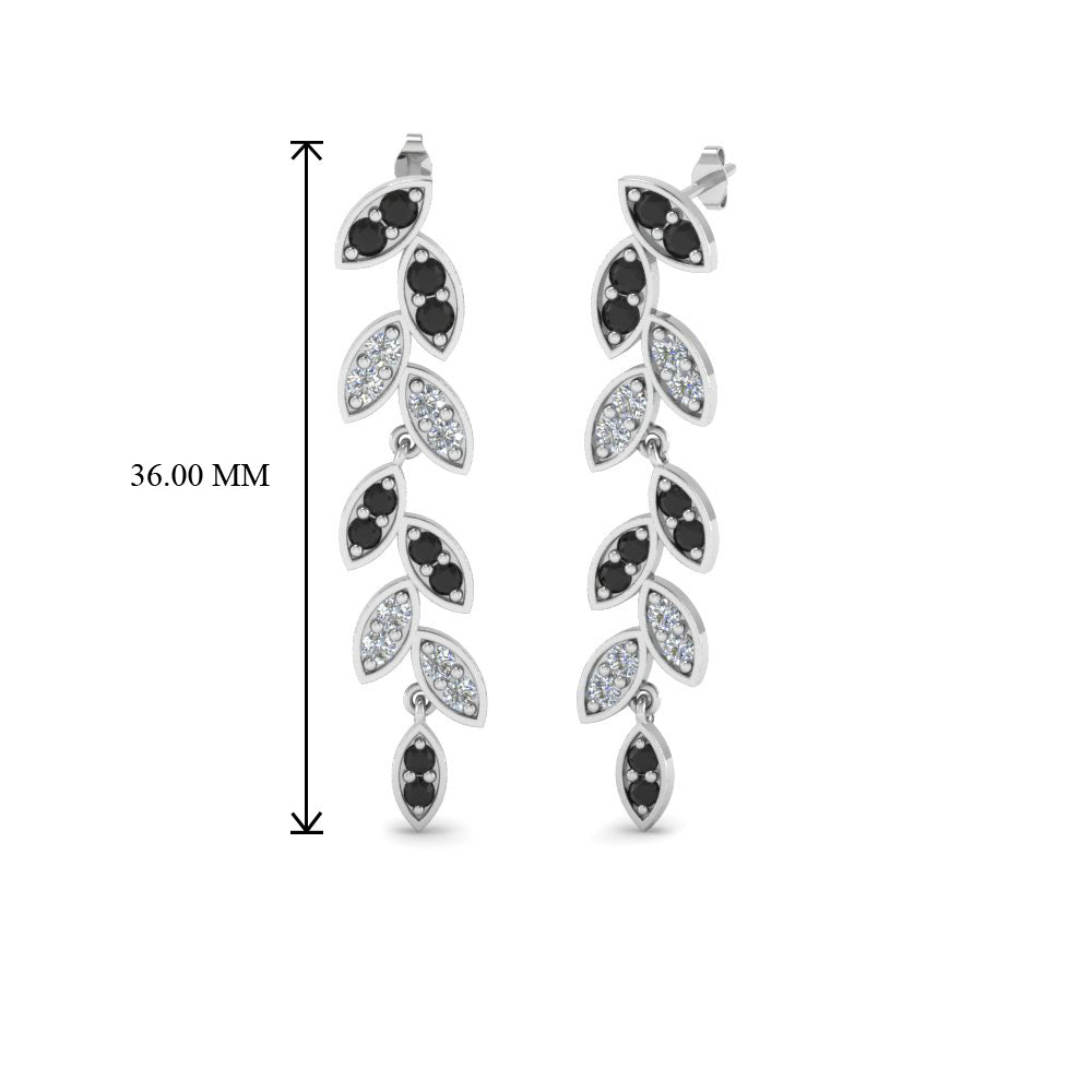 Pave Diamond Leaf Drop Earring Fascinating Diamonds