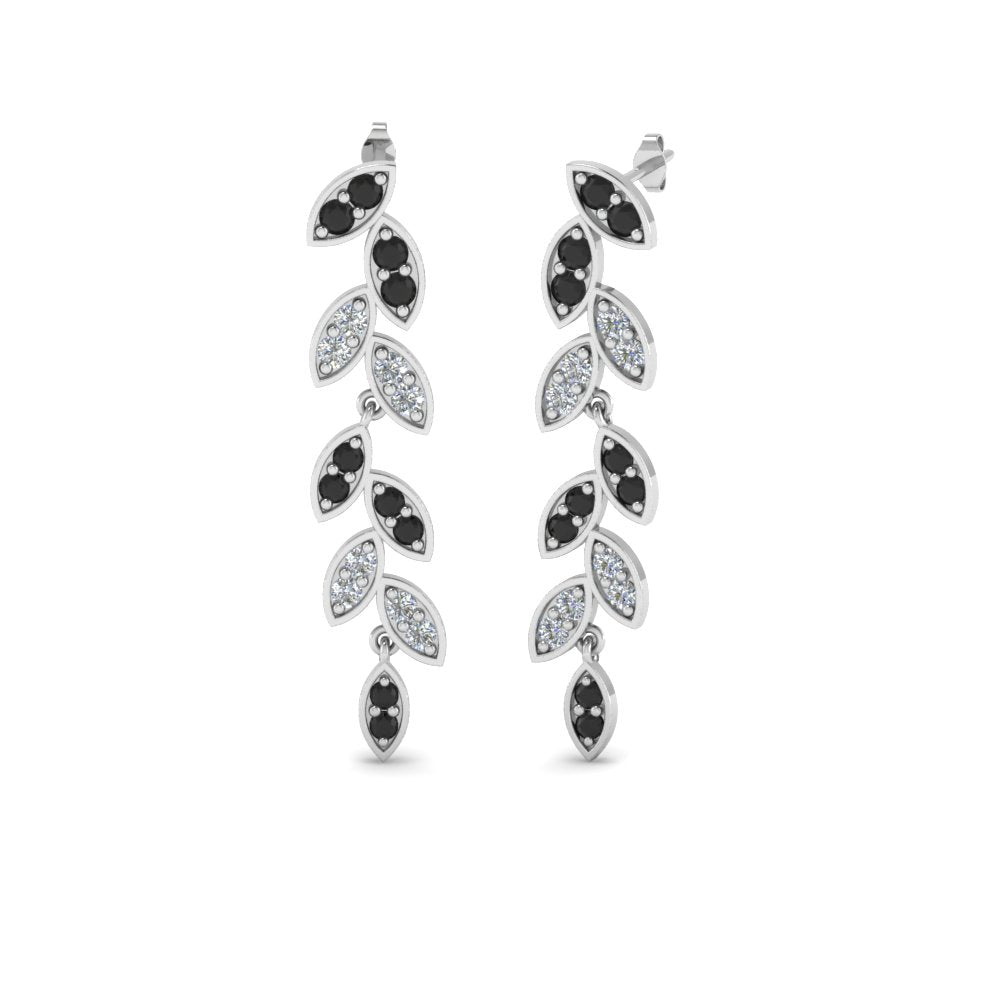 Pave Diamond Leaf Drop Earring Fascinating Diamonds