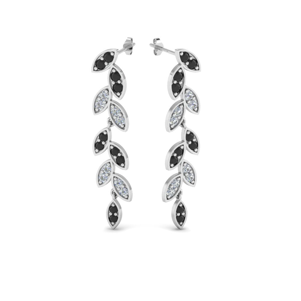 Pave Diamond Leaf Drop Earring Fascinating Diamonds