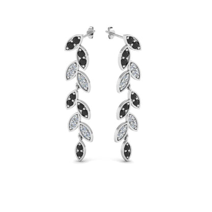 Pave Diamond Leaf Drop Earring Fascinating Diamonds