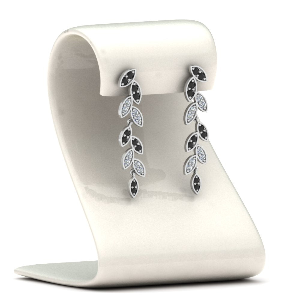 Pave Diamond Leaf Drop Earring Fascinating Diamonds