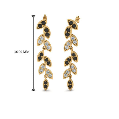 Pave Diamond Leaf Drop Earring Fascinating Diamonds