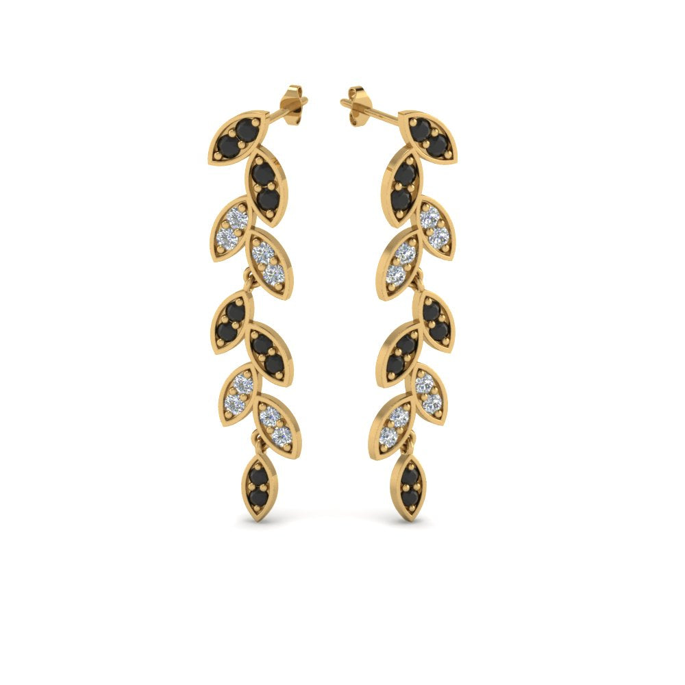 Pave Diamond Leaf Drop Earring Fascinating Diamonds