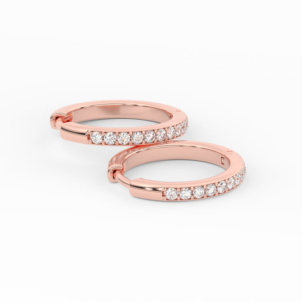 Pave Set Round Diamond Hinged Hoop Earrings Fascinating Diamonds
