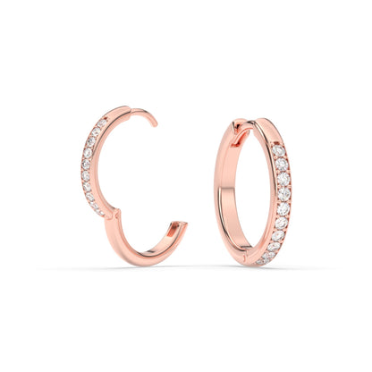 Pave Set Round Diamond Hinged Hoop Earrings Fascinating Diamonds
