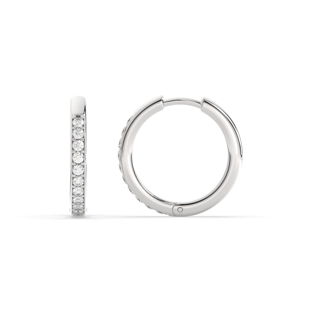 Pave Set Round Diamond Hinged Hoop Earrings Fascinating Diamonds