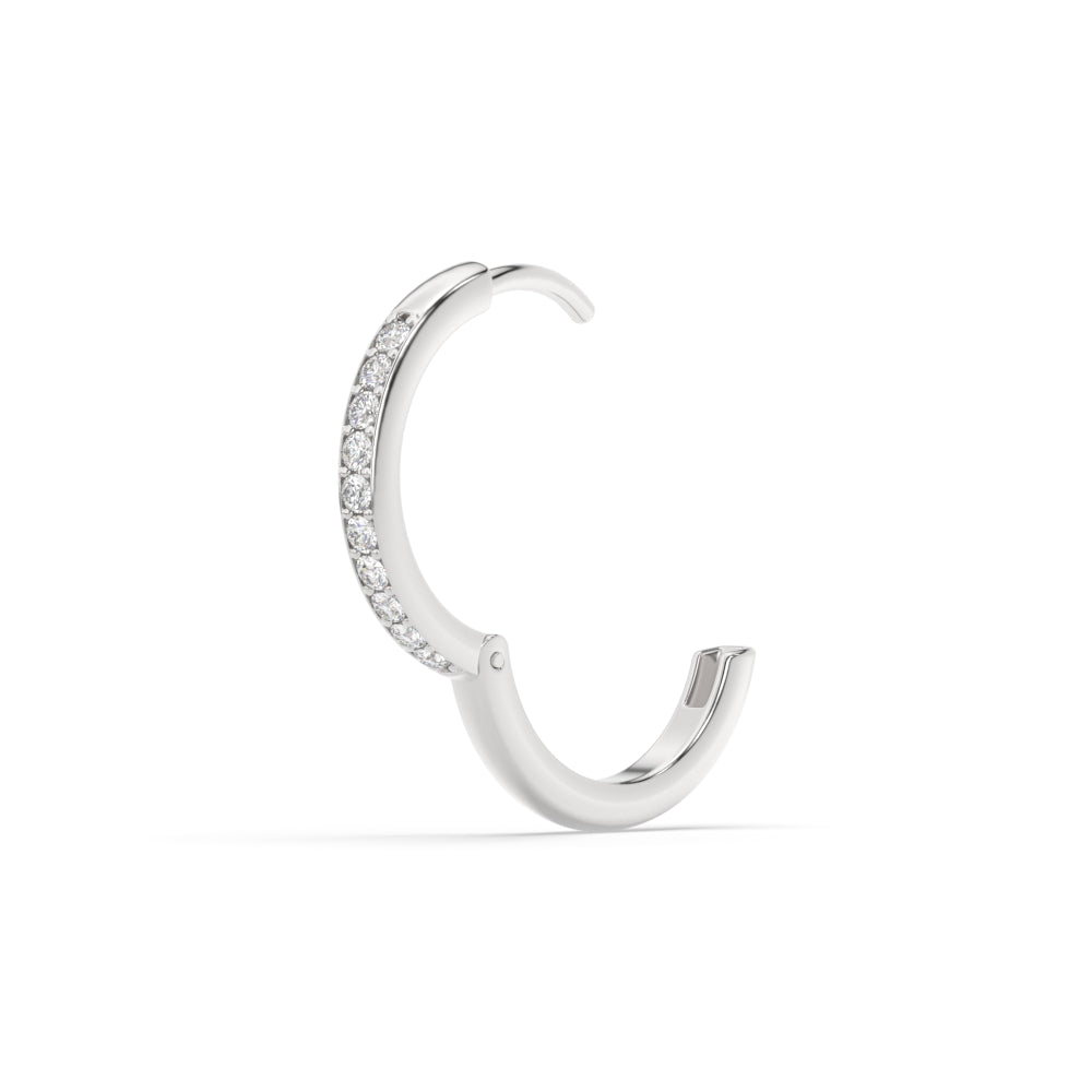 Pave Set Round Diamond Hinged Hoop Earrings Fascinating Diamonds