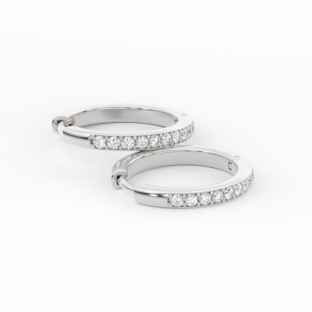 Pave Set Round Diamond Hinged Hoop Earrings Fascinating Diamonds
