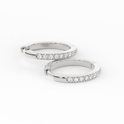 Pave Set Round Diamond Hinged Hoop Earrings Fascinating Diamonds