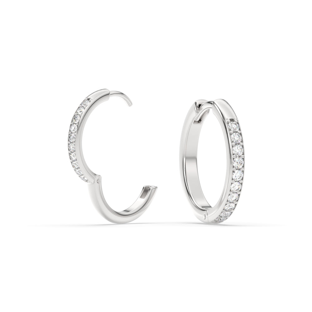Pave Set Round Diamond Hinged Hoop Earrings Fascinating Diamonds