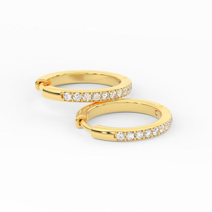 Pave Set Round Diamond Hinged Hoop Earrings Fascinating Diamonds