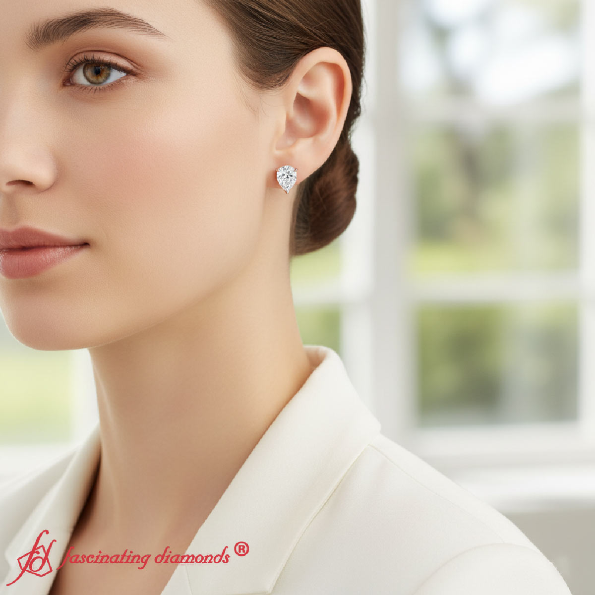 Diamond Pear Cut 3 Prong Earring Fascinating Diamonds